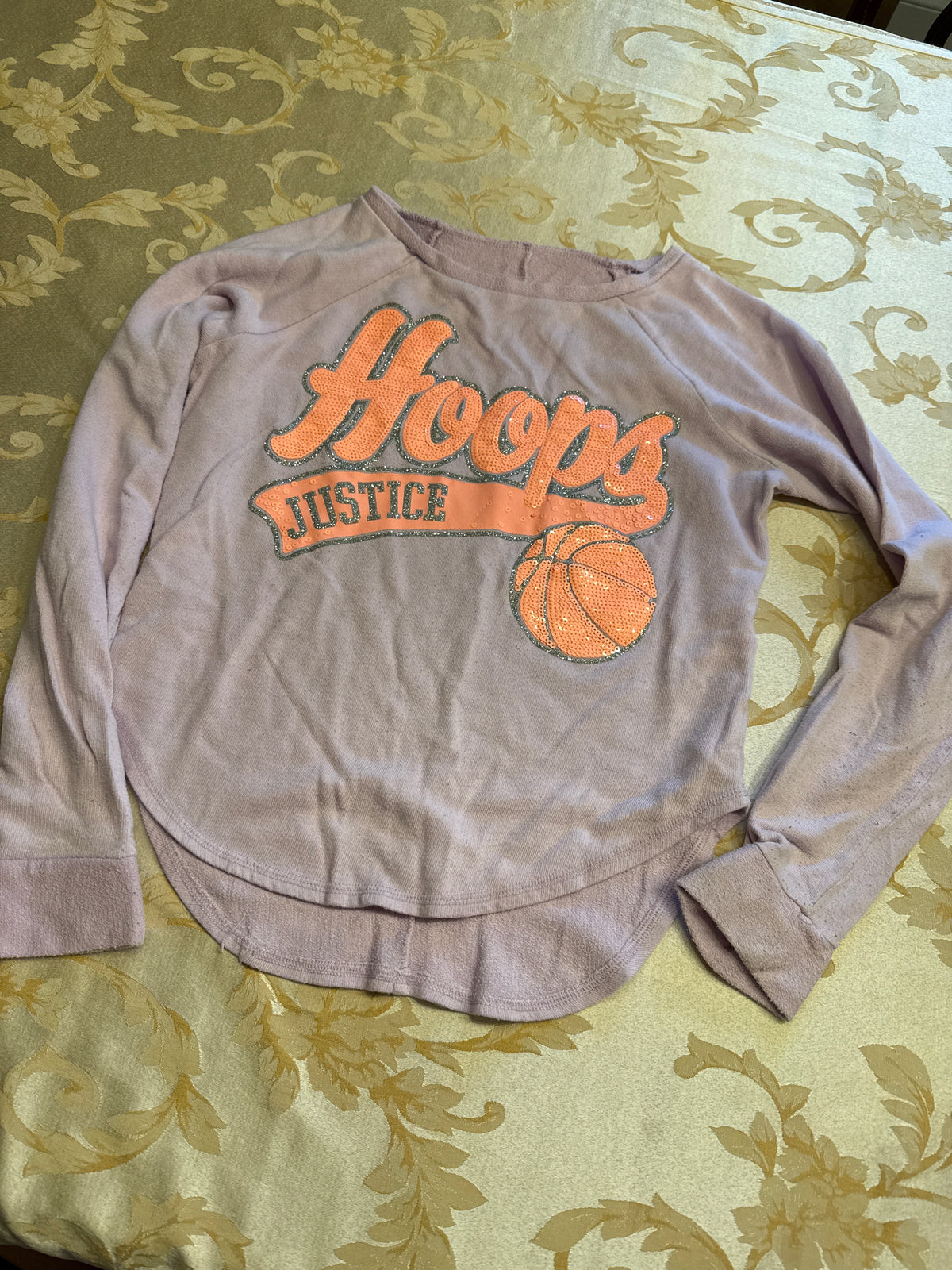 Justice lavender hoops Sequins sweatshirt - size Youth - 16 (XL)