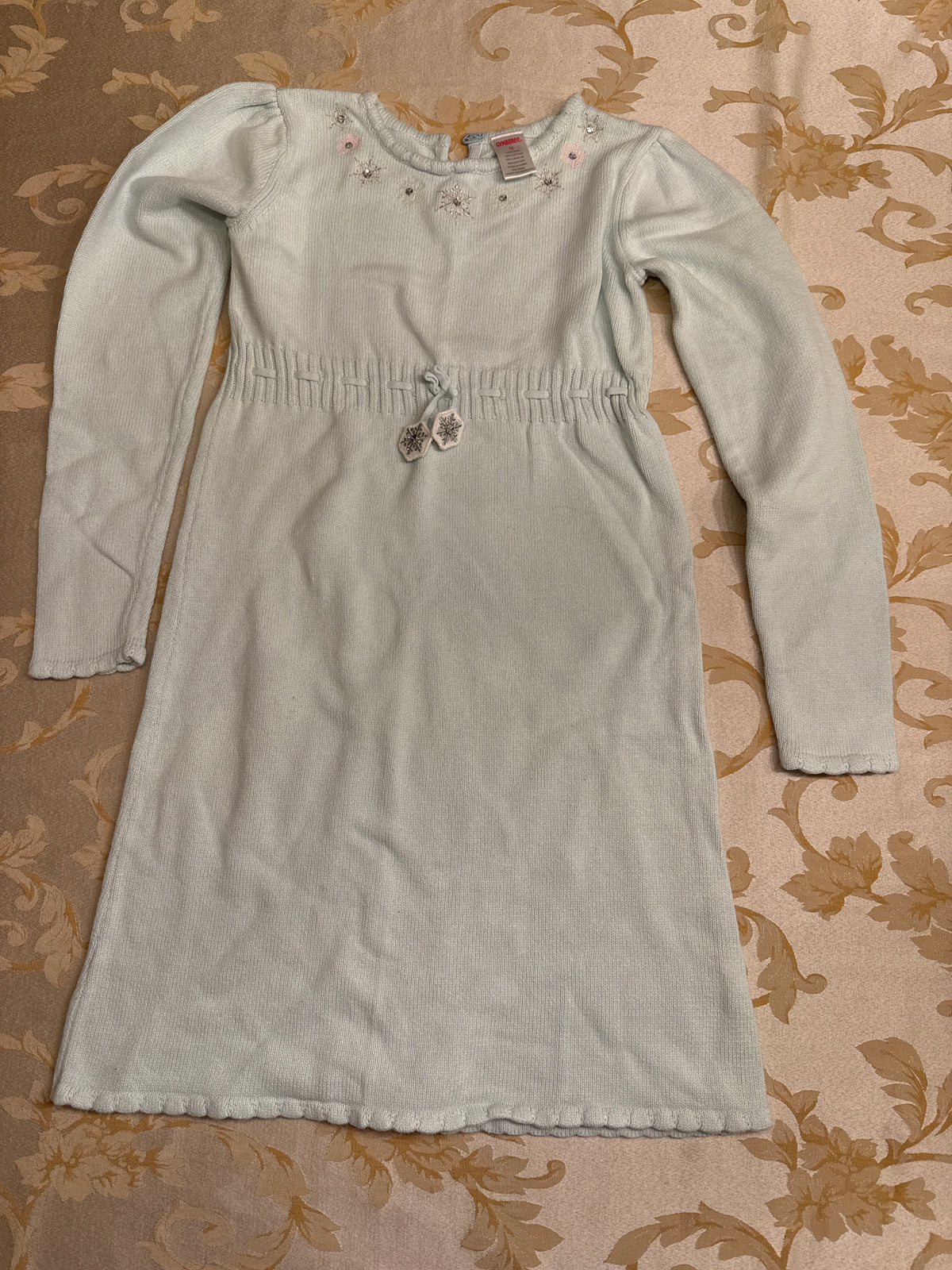 Gymboree l/s sweater Lt blue snowflake EUC - size Youth - 12 (L)