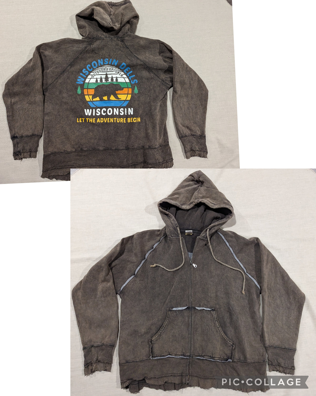 Heathered tan zip Hoodie w/pockets VGUC - size Junior - XL (15/17)