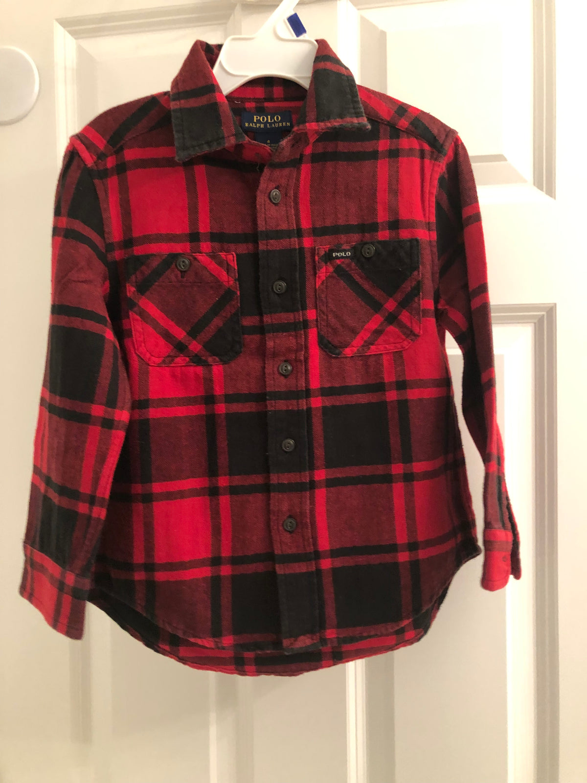Plaid red dress shirt Ralph Lauren. Like new - size Youth - 4 (XS)
