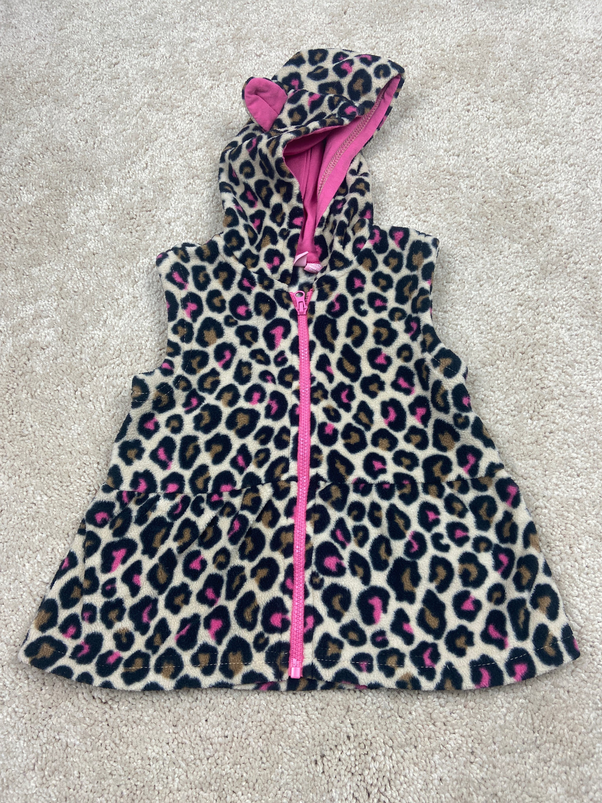 Childrens place animal print vest & hood VGUC - size Month - 12-18 / 18M