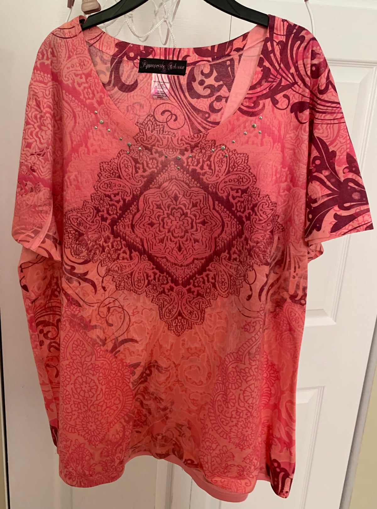 18w/20w patterned shirt 100% polyester - size Women - 1X (16/18W)