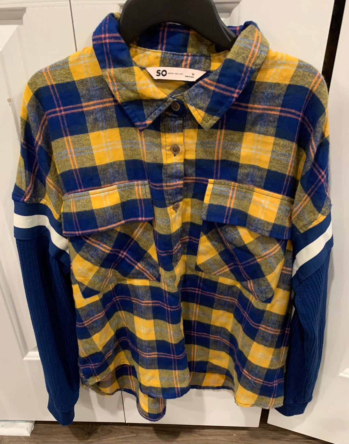 New 10 flannel Sonoma Yellow plaid super soft - size Junior - M (7/9)