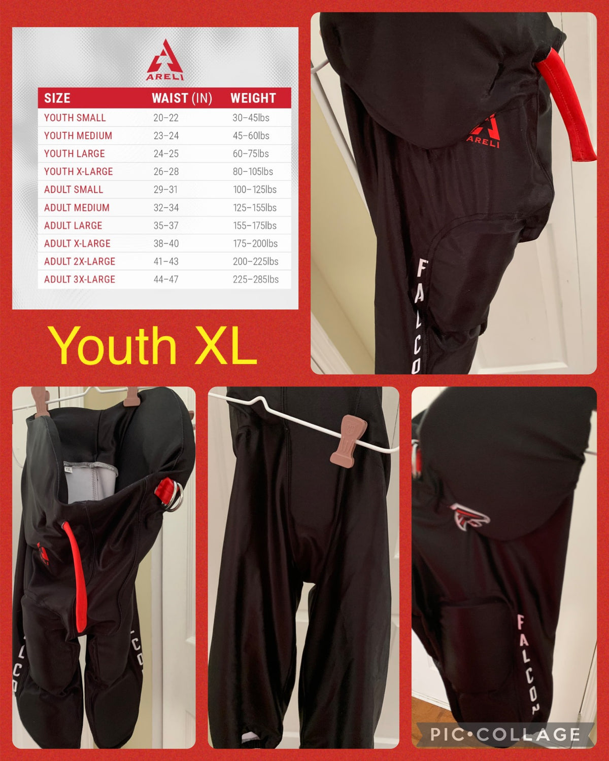 Areli Football padded Pants new without tag - size Youth - 14 (XL)