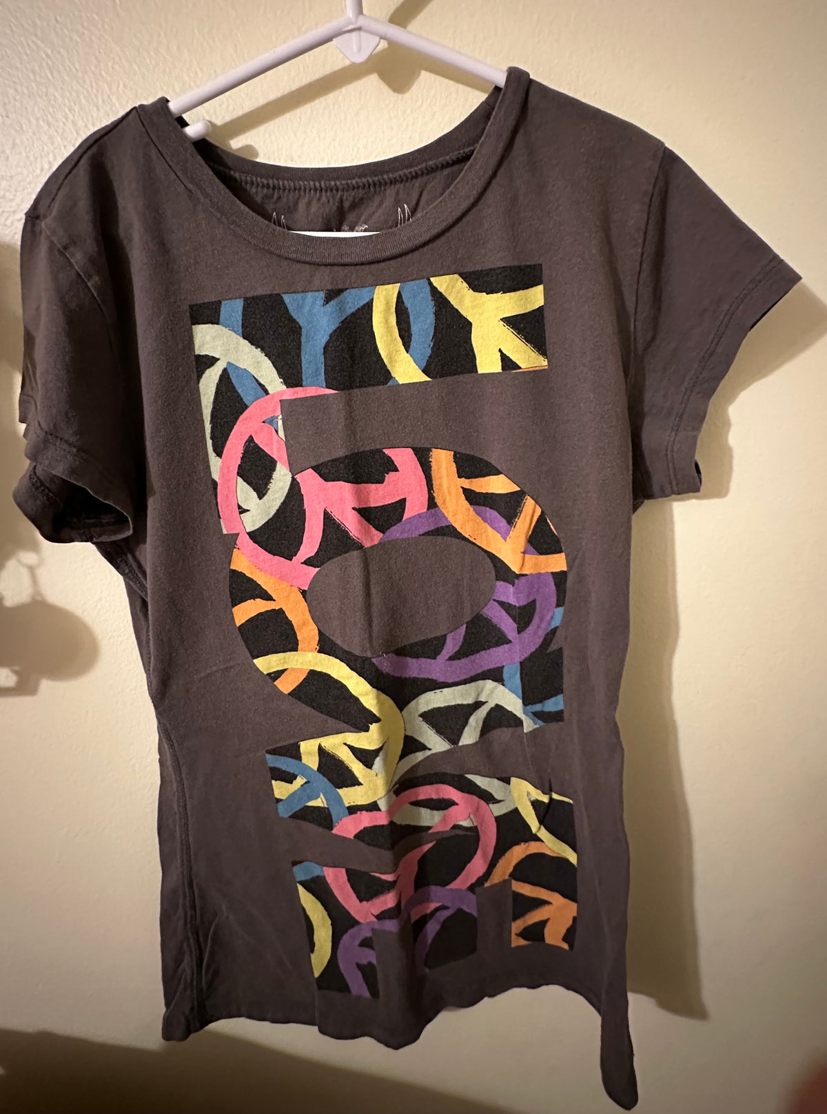 Peace grayish long tee Lightweight 100% cotton - size Junior - S (3/5)