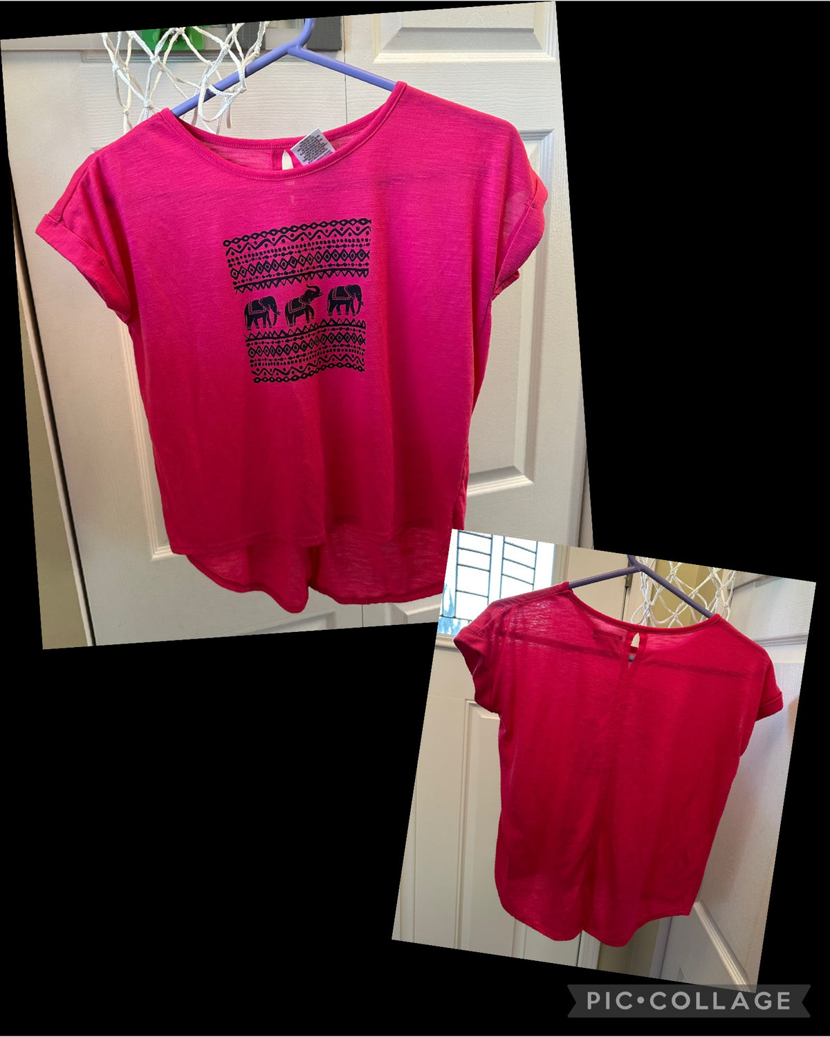 10/12 elephant rose top Like new, cuddle duds - size Youth - 10 (L)