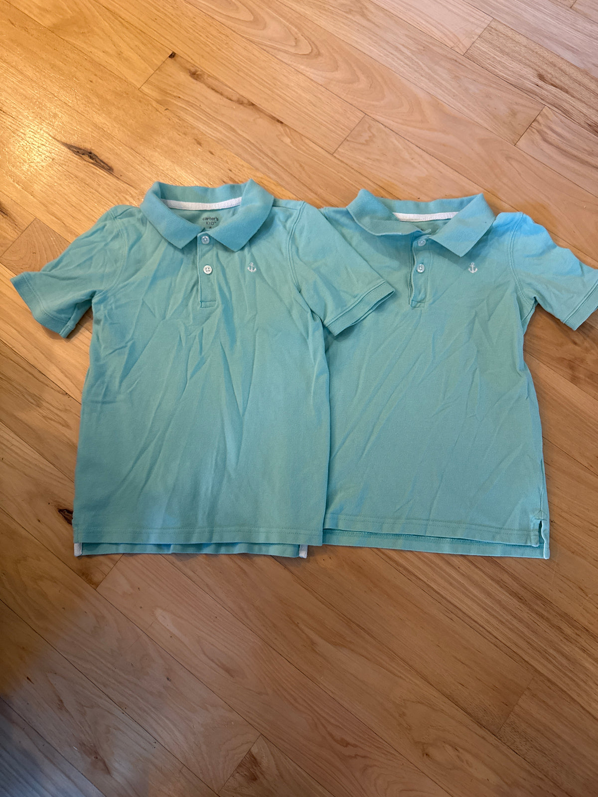Carters sea green polo Anchor on left breast - size Youth - 6 (S)