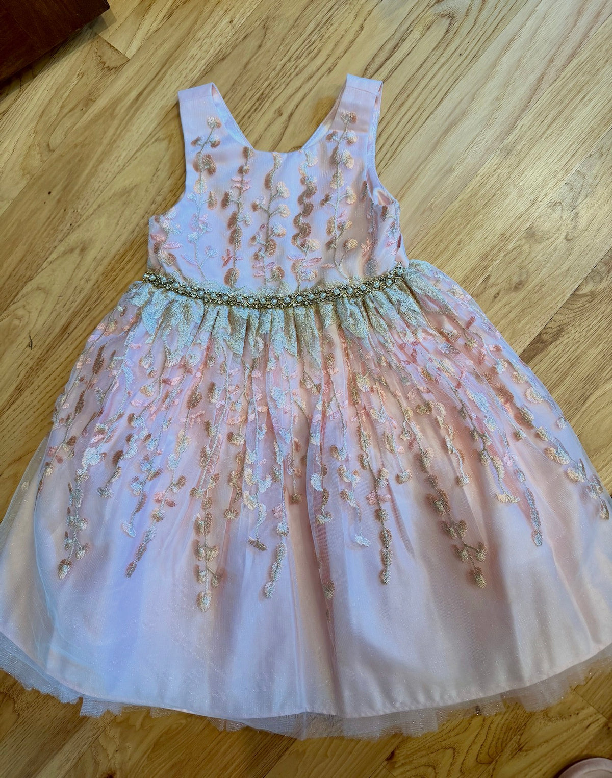 Fancy Pink Embroidered Dress - Size 6X/7 - size Youth - 6 (S)