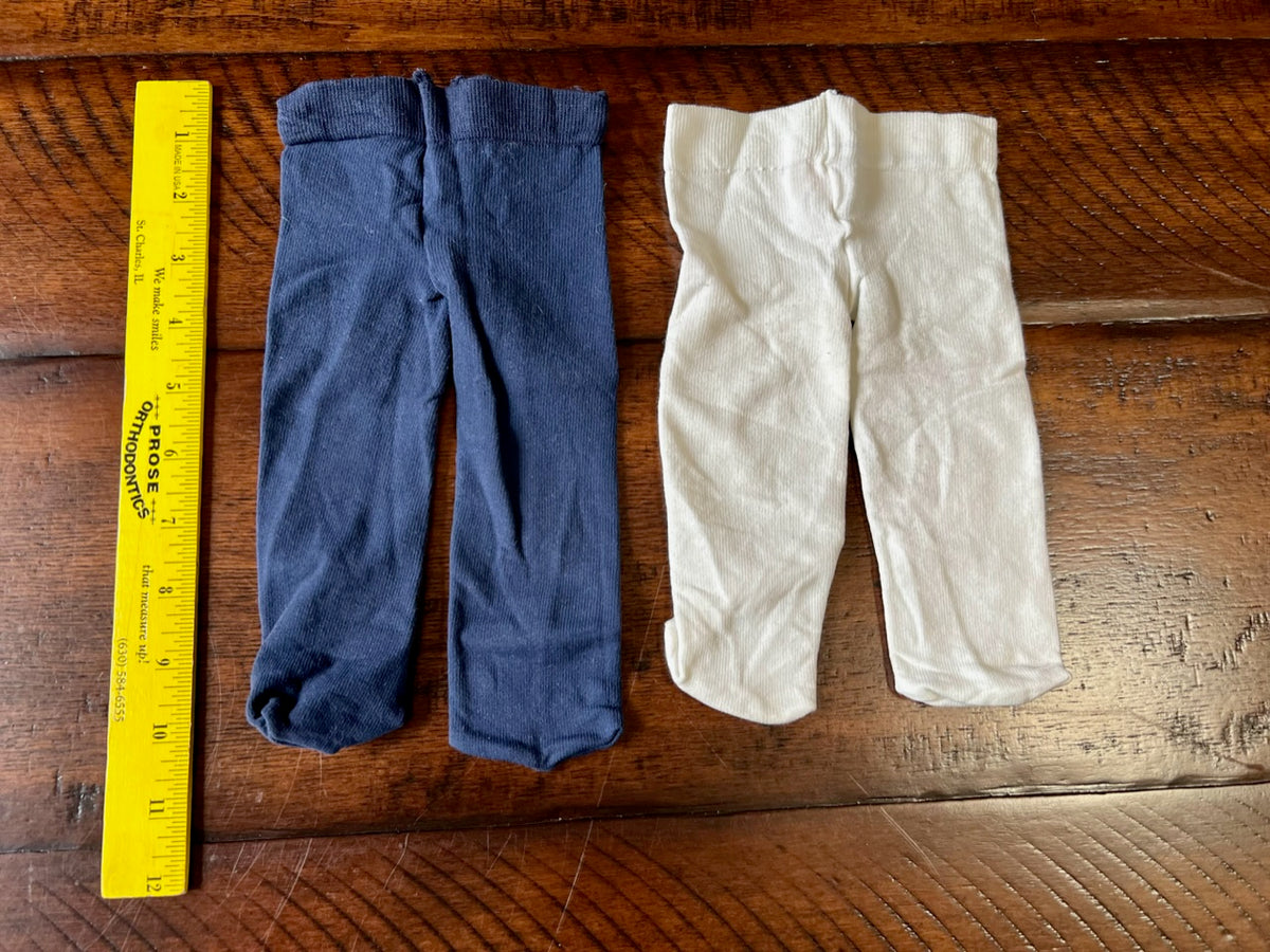 2 pair GYMBOREE tights BRAND NEW: white + navy - size Month - 0-6