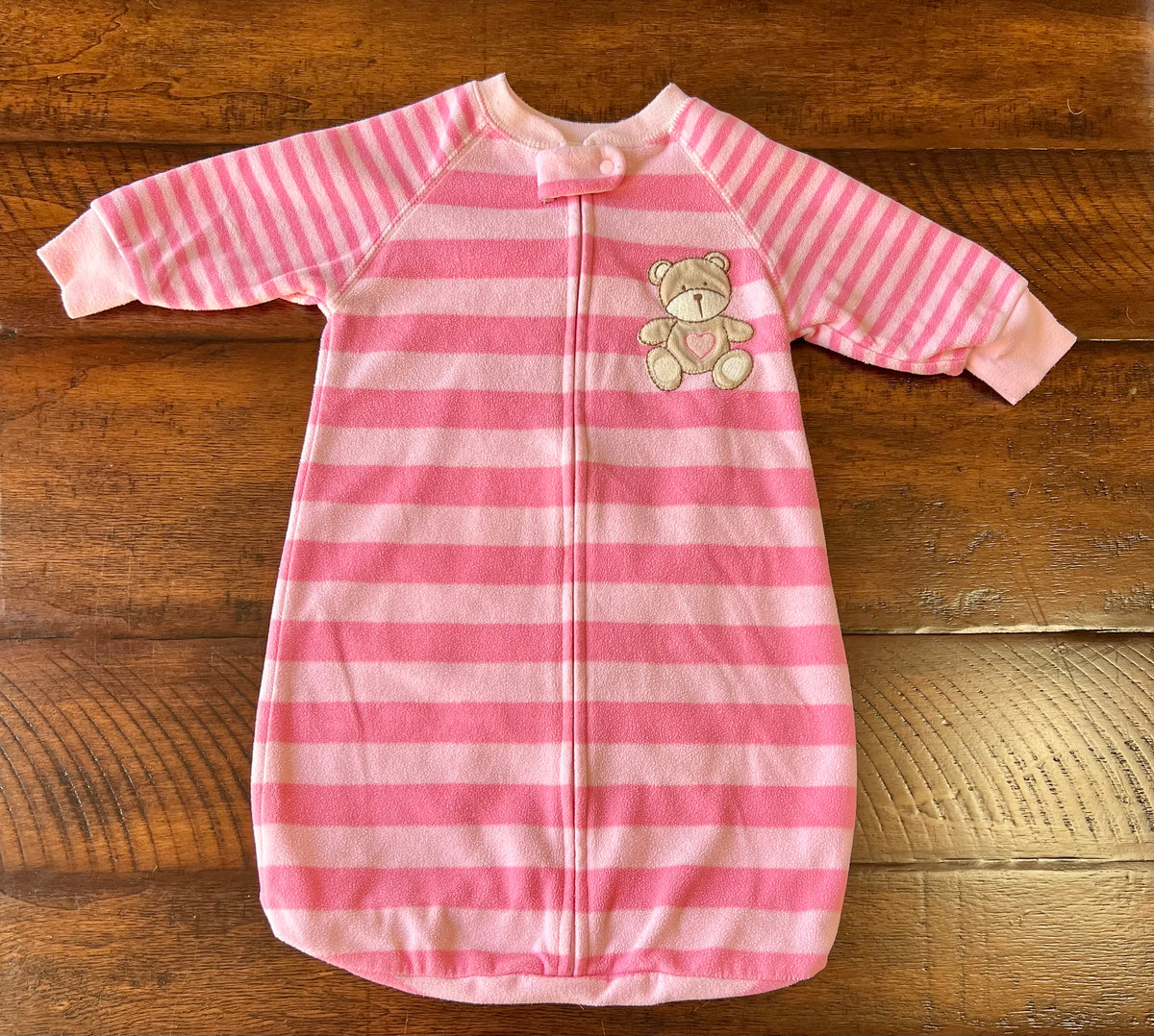Carter's 0-9M sleepsac pink- striped- with bear - size Month - 0-6