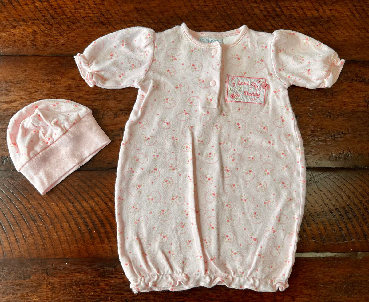 2 pc sleep gown + hat NEW I love my Daddy - size Month - Preemie