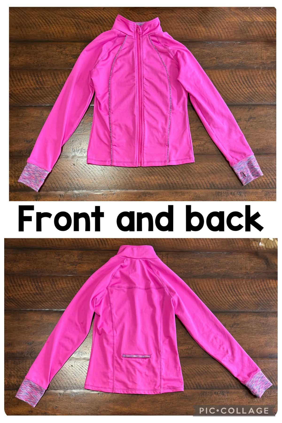 Gymgo pink jacket -colorful trim, full zip - size Youth - 10 (L)