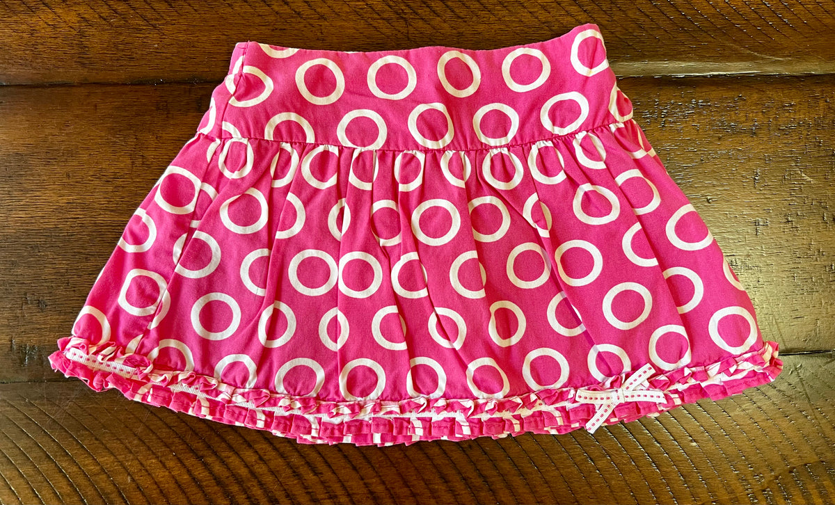 C Place pink lined skirt white circles, cute bow! - size Month - 12-18 / 18M