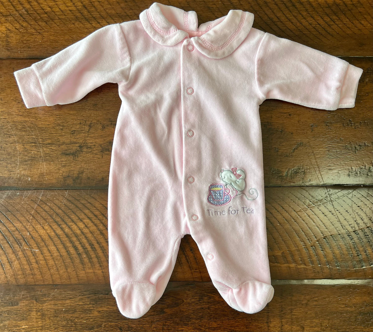 NEW! Pink LS outfit Time for Tea w/mouse - size Month - Newborn