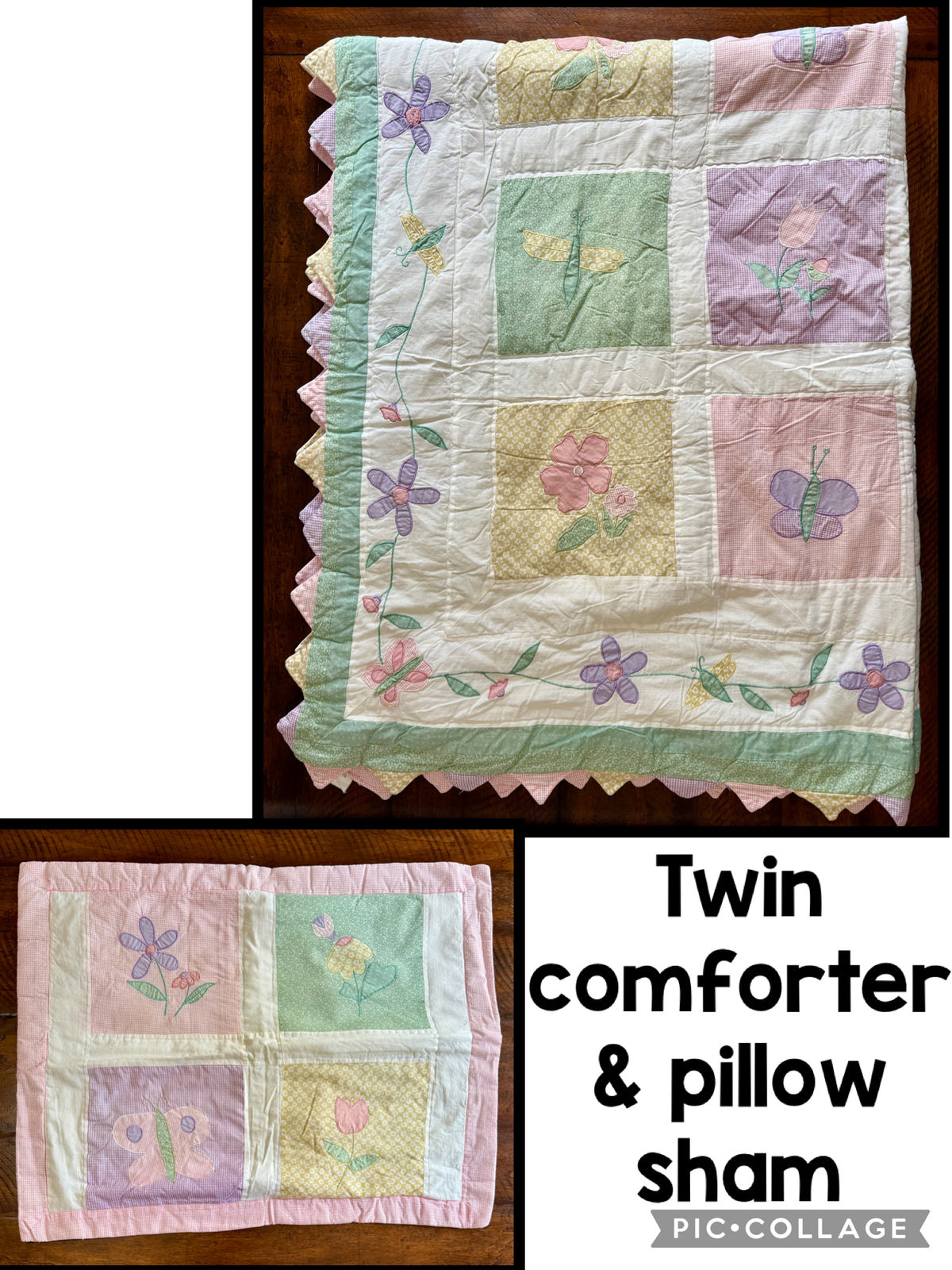 Scalloped edge comforter -and pillow sham (20x26)