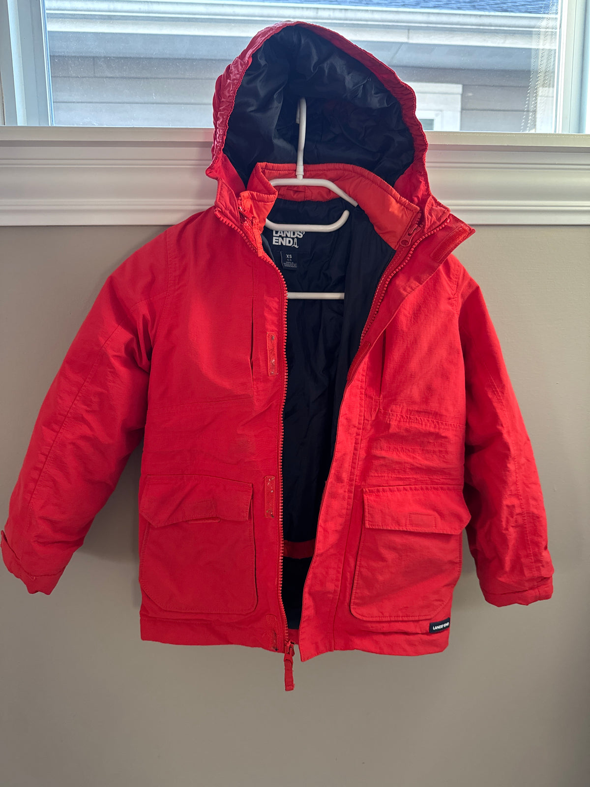 LandsEnd 3in1 red coat Liner removable/ warm! - size Youth - 4 (XS)