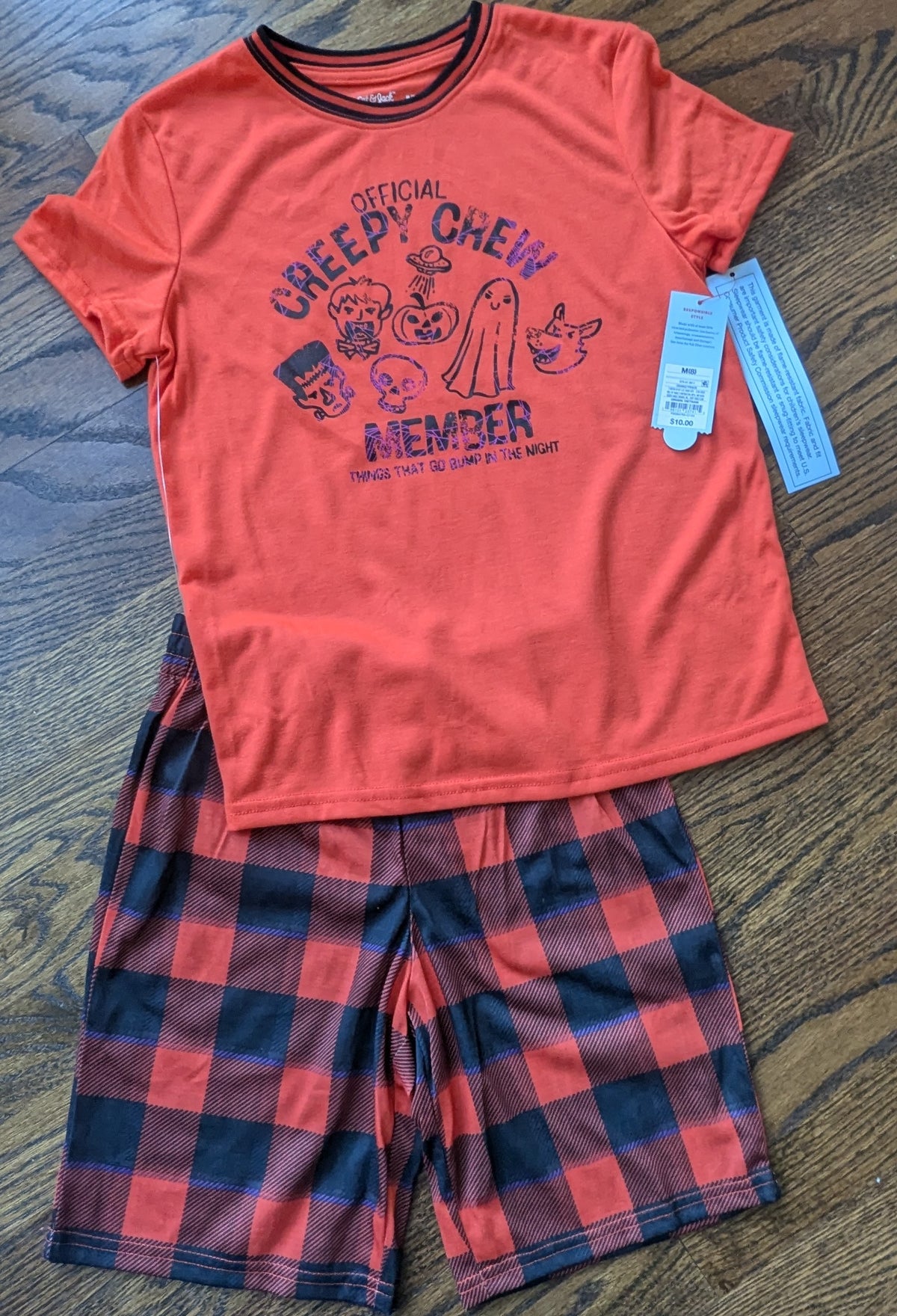 NWT Cat Jack Halloween Creepy Crew Plaid Jams 4 - size Youth - 8 (M)