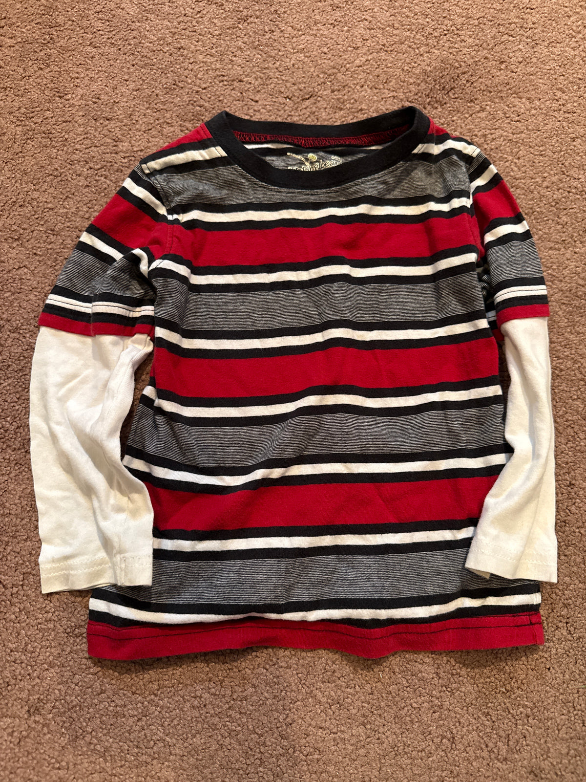 Red, Black, & White Long Sleeve, Striped - size Month - 18-24 / 24M