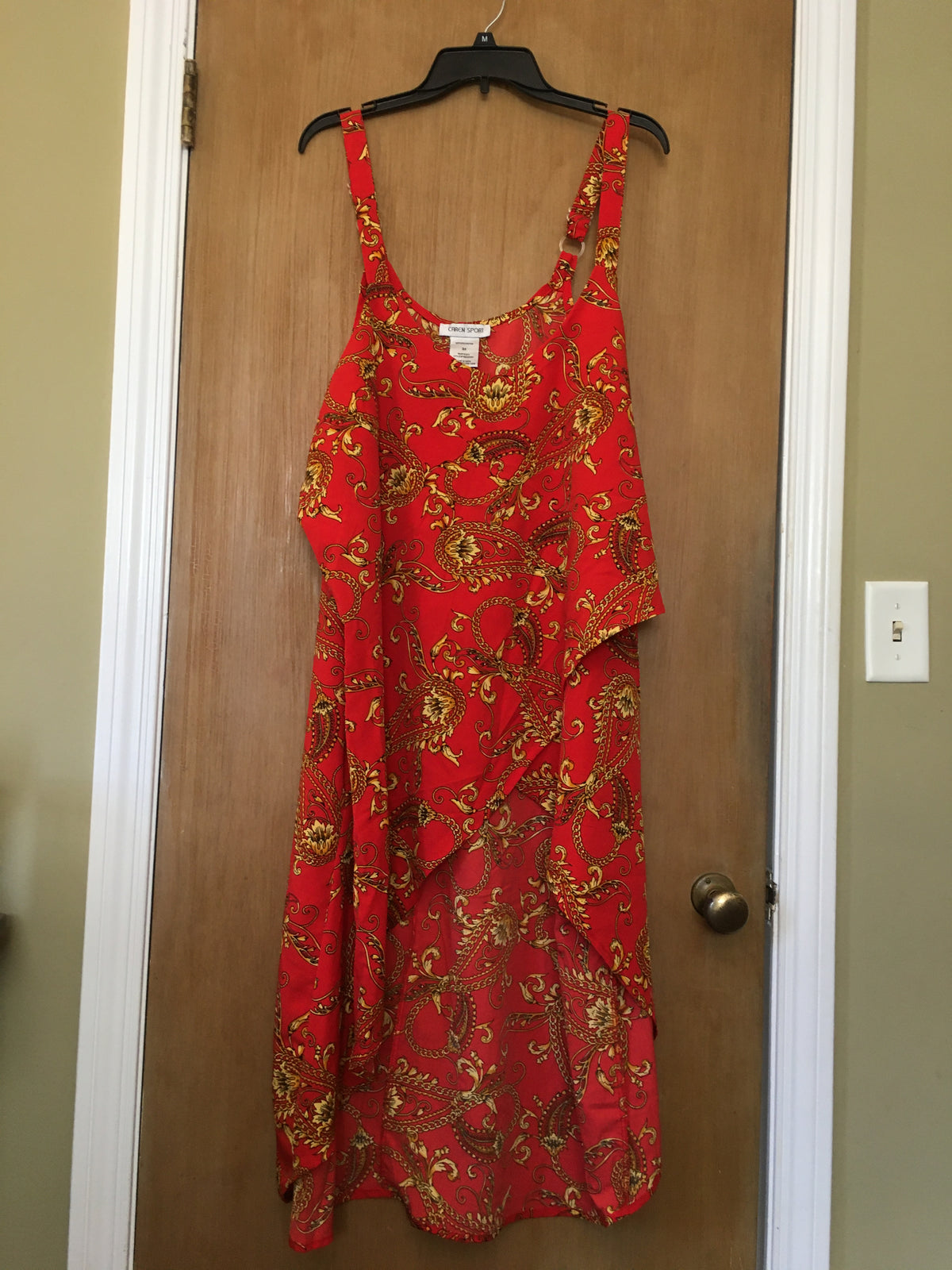 Caren Sport, India long, pattern on red - size Women - 3X (24/26W)