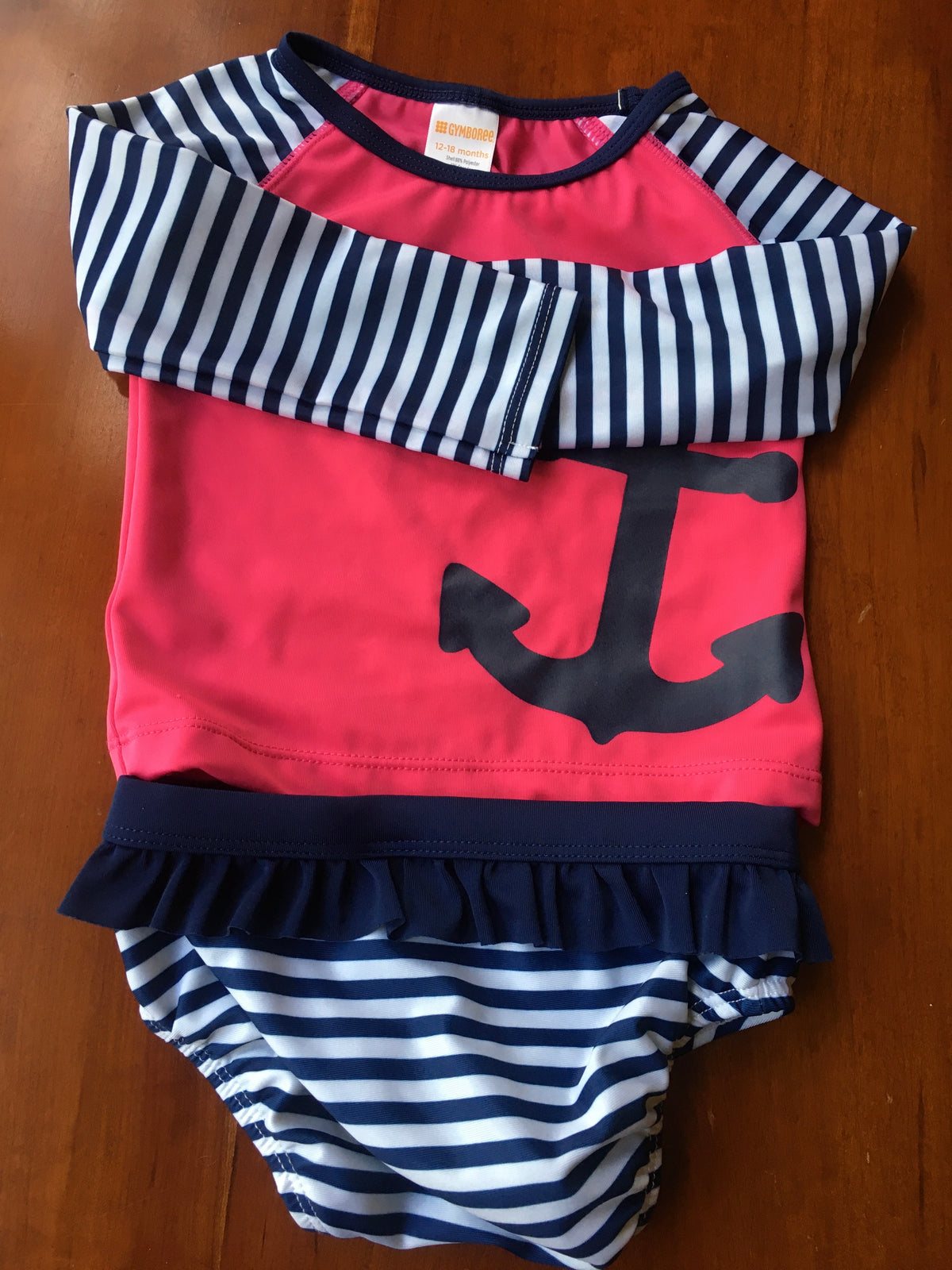 Gymboree 2 pieces anchor blue white stripes, pink - size Month - 12-18 / 18M