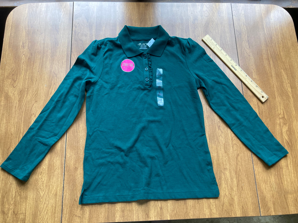 Children's Place NWT LS StretchFabric Green NEW - size Youth - 10 (L)