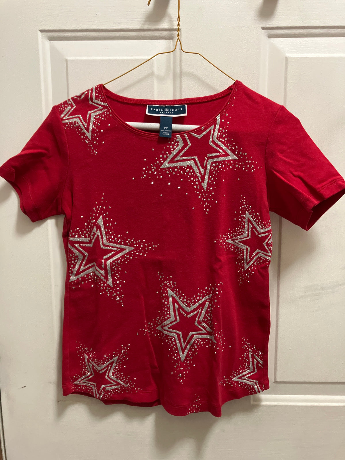 EC red shirt with stars Karen Scott - size Junior - XS (0/1)