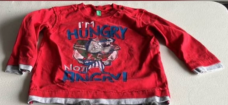 PC I'm hungry not angry red long sleeve tshirt - size Month - 9-12 / 12M