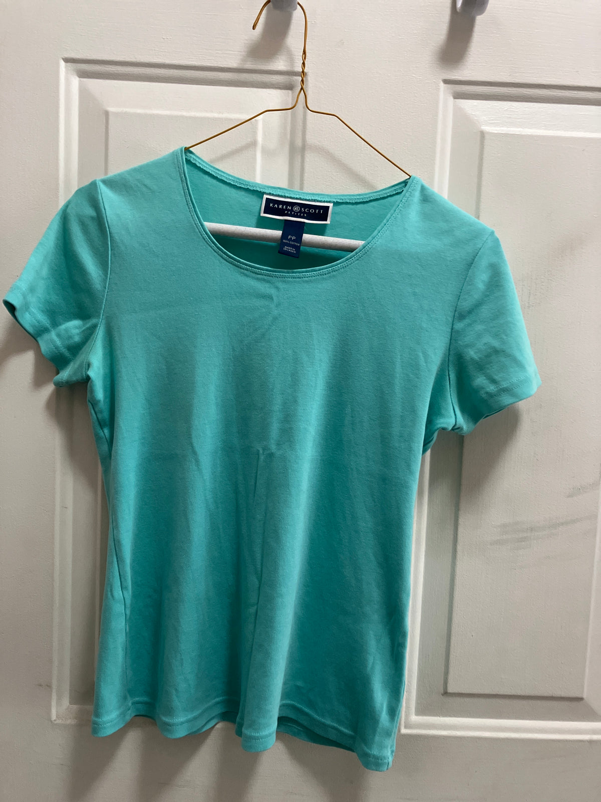 EUC turquoise blue Tshirt (Karen Scott) - size Junior - XS (0/1)