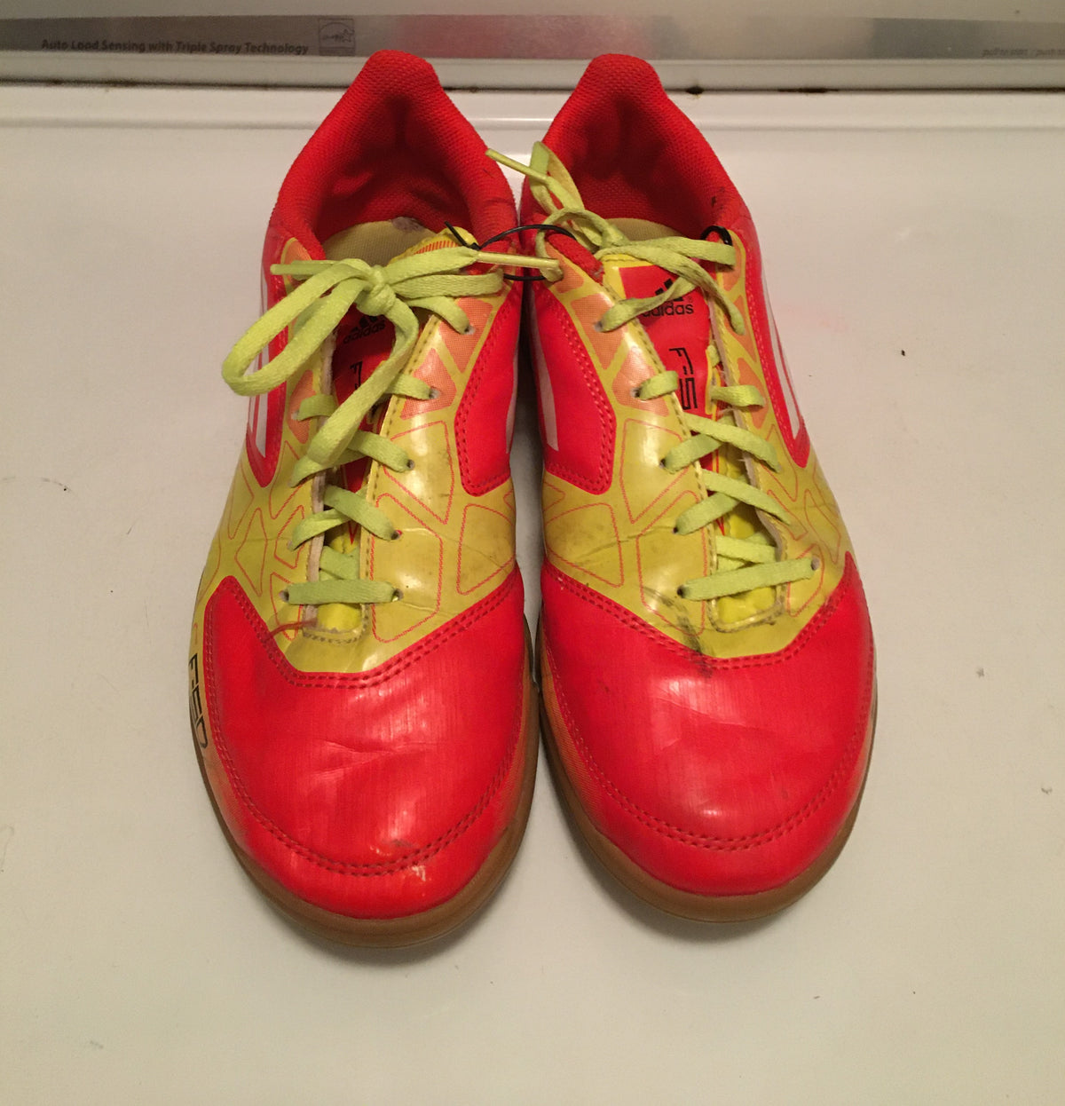 Adidas orange and yellow indoor soccer shoes - size Shoes - Kids 5 1/2