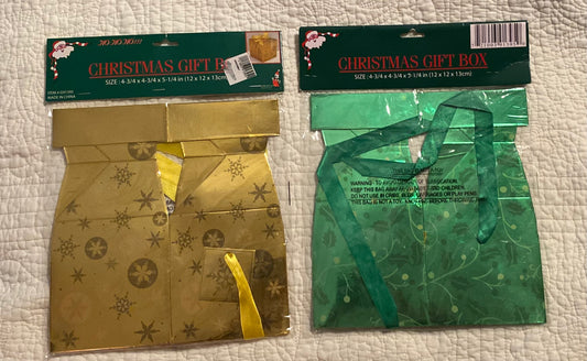 Lot of 2 new Christmas Gift boxes 4.75x4.75x