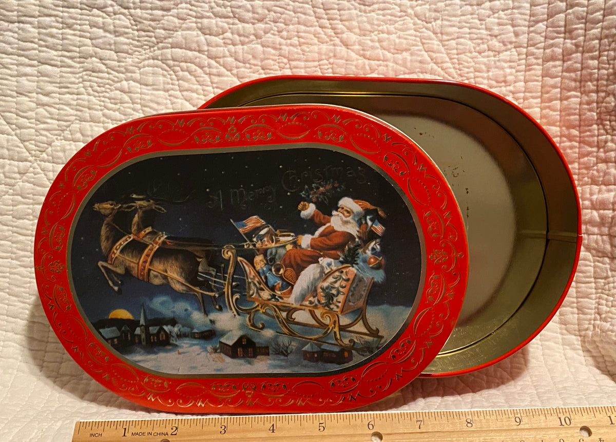 Santa metal Christmas Cookie tin