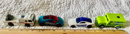 Lot of 4 Matchbox Hot wheels police, fire
