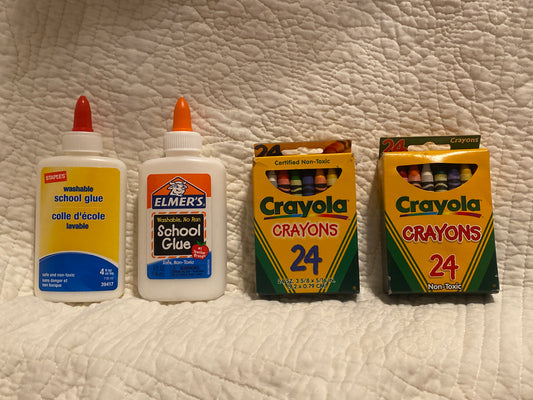 NEW washable school glue 2 NEW crayola 24 count