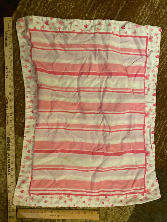 Pink & white stripes w Hearts pillow sham