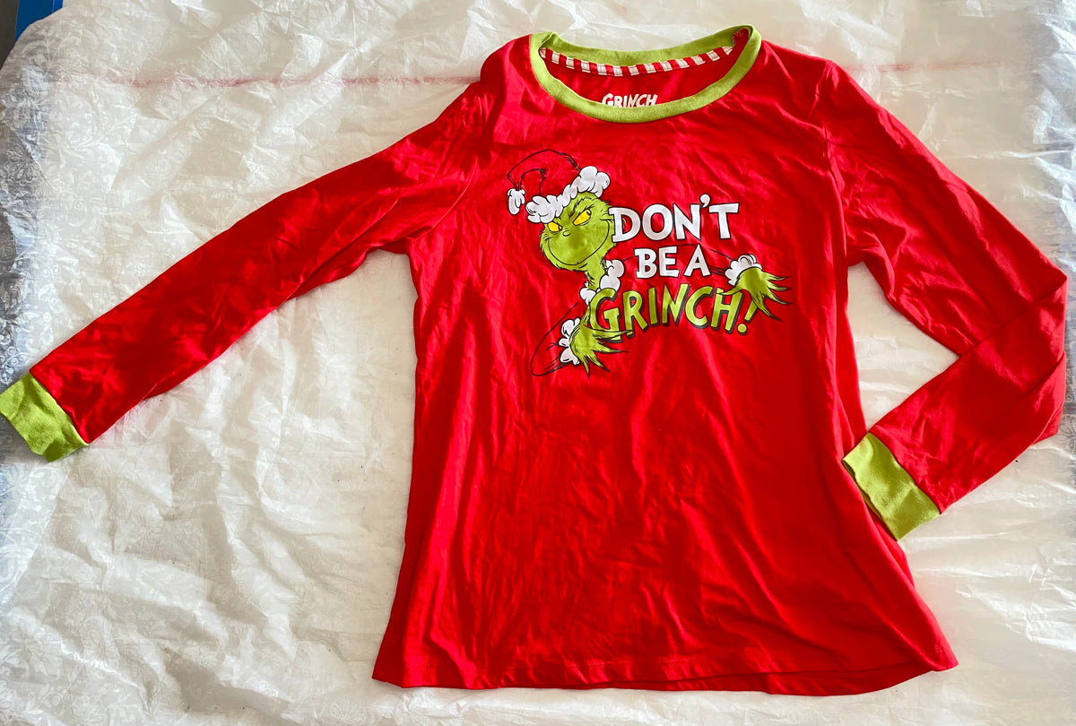 Christmas don't be a Grinch red pajama shirt - size Junior - M (7/9)