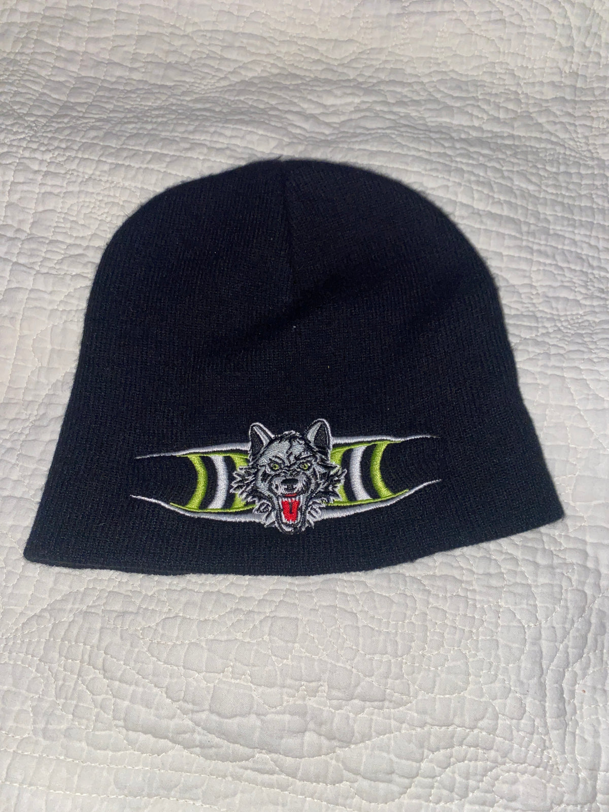 Chicago hockey Wolves Black winter skull cap