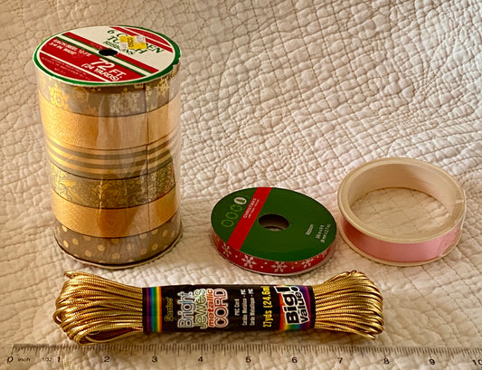 Christmas ribbon NEW 72' gold ribbon/27 yards