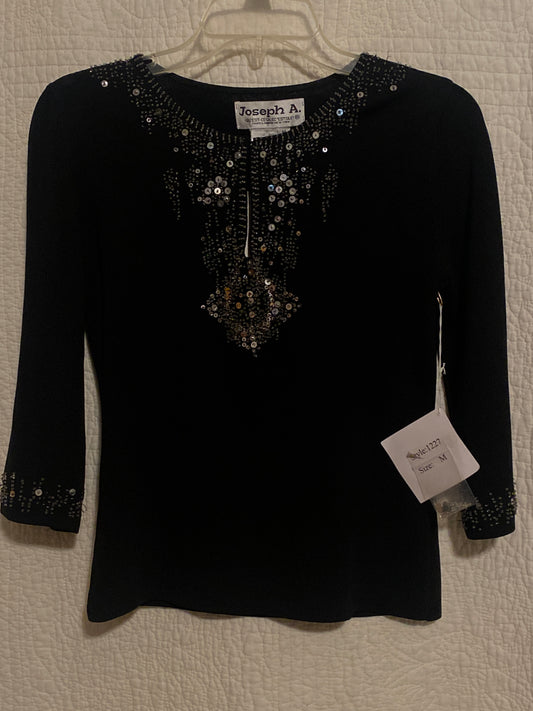 NEW Joseph A Quest black sequined 3/4 length - size Women - M (8/10)