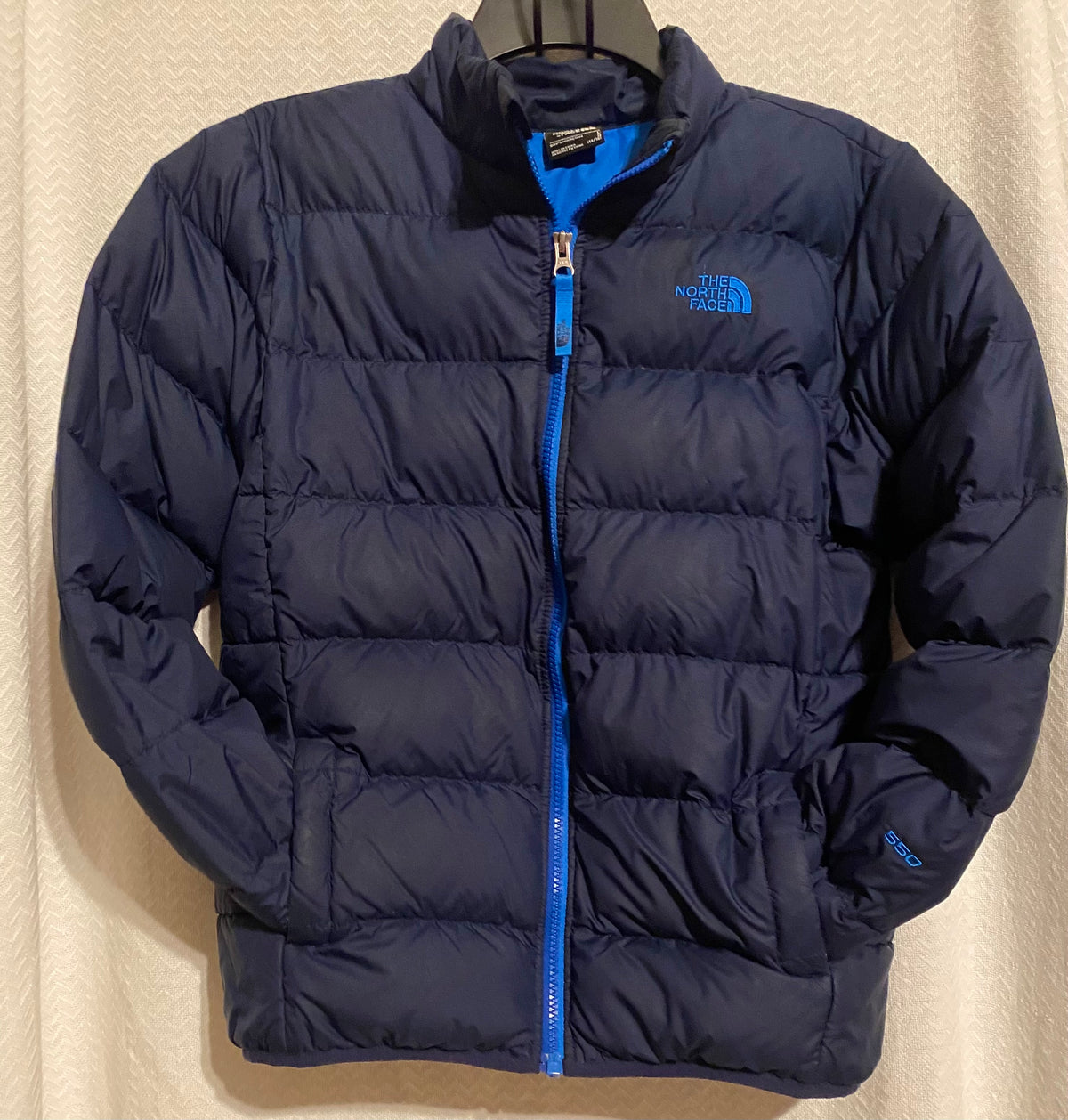 North Face dk navy blue 550 puffer winter jacket - size Youth - 14 (XL)