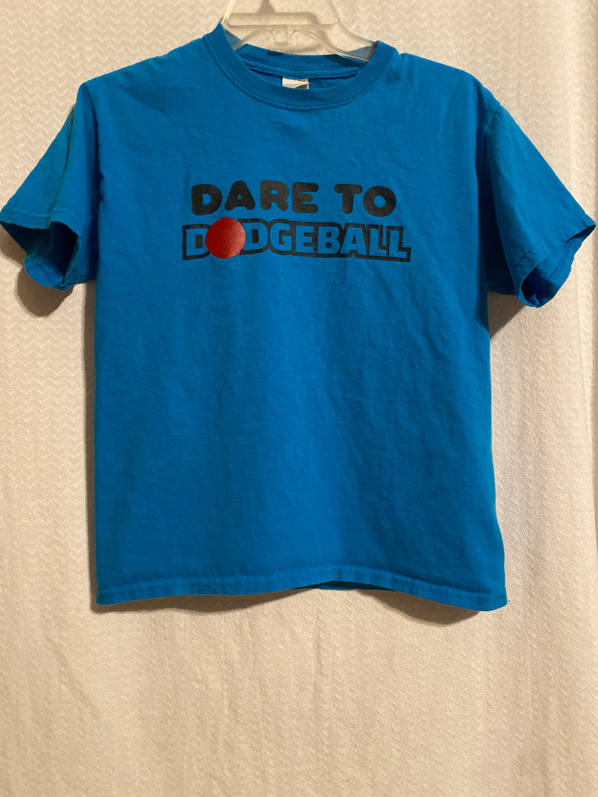 Blue tee shirt DARE To Dodgeball - size Youth - 12 (L)