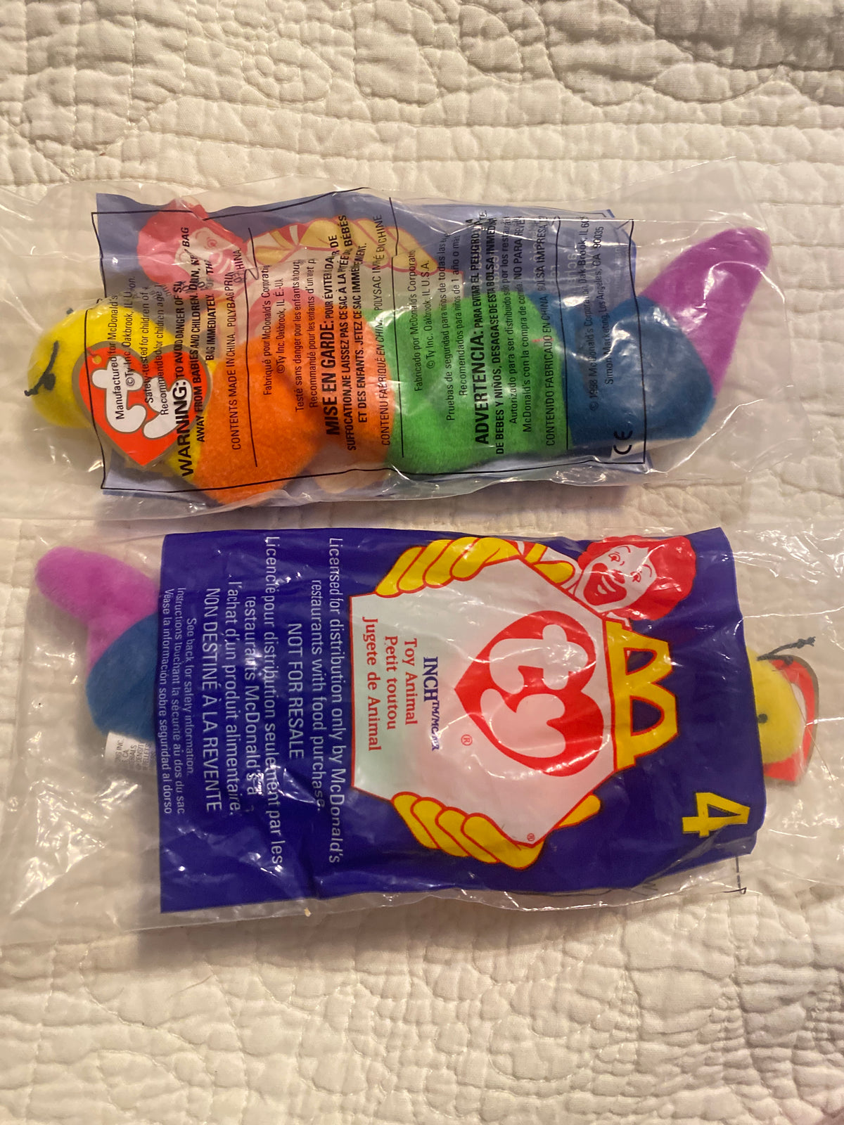 2 McDonalds TY mini INCH caterpillar