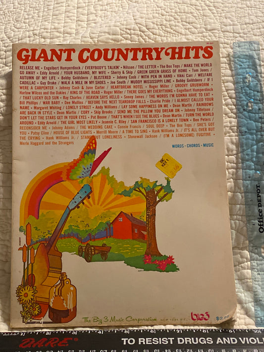 Vintage 1970 words chord Music Giant Country Hits