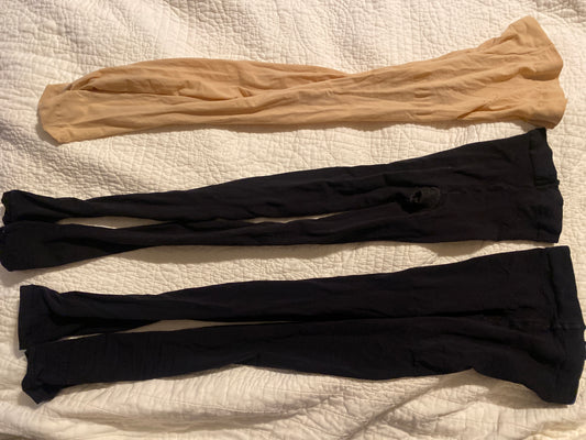 Lot of 3 tights nude w Feet approx size 10/12