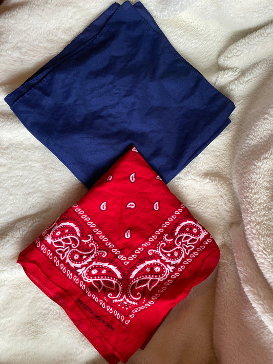 2 bandanna's 1 navy blue 1 red