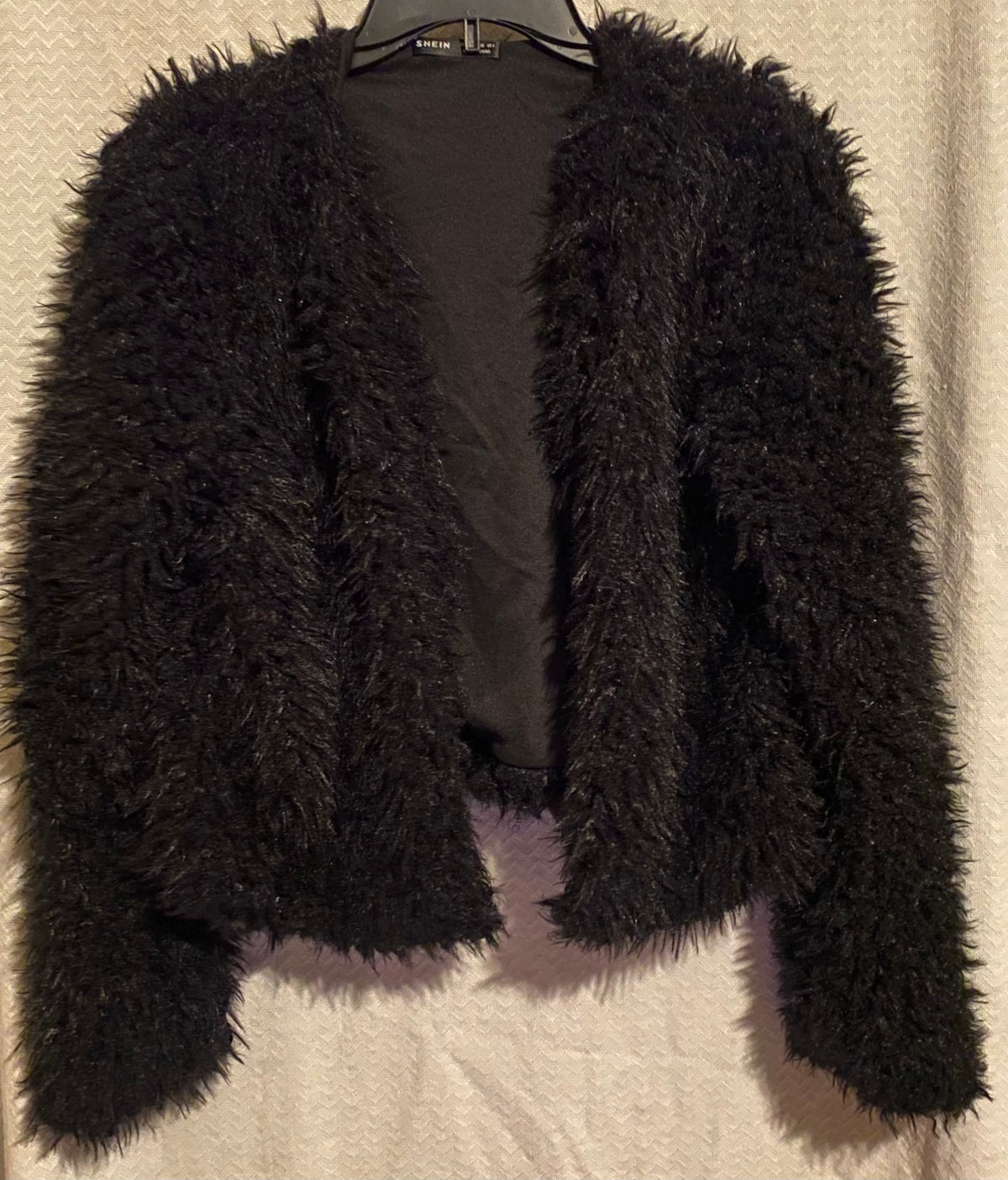 SHEIN black crop Style long sleeve shag - size Women - M (8/10)