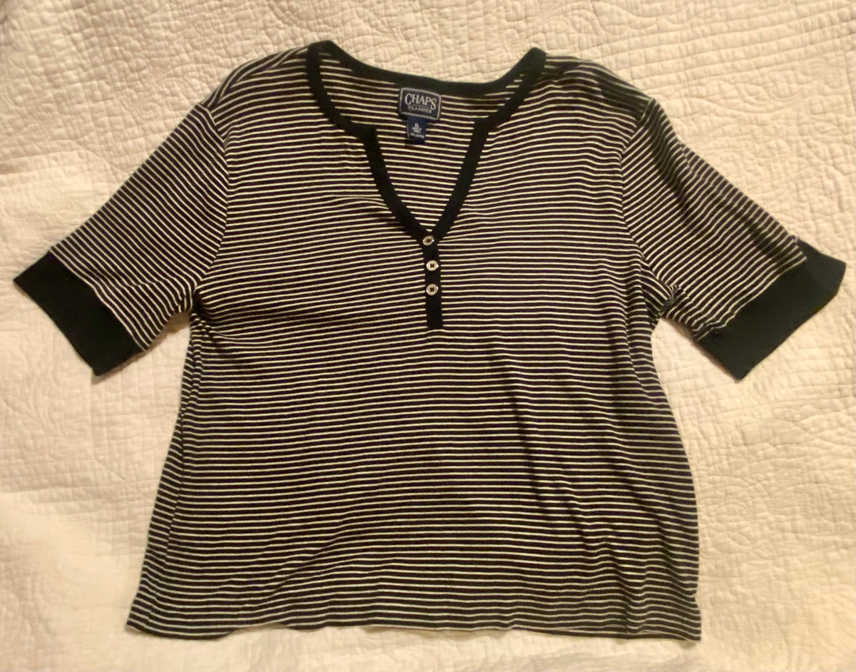 CHAPS classics black & White striped super soft - size Women - XL (16/18)
