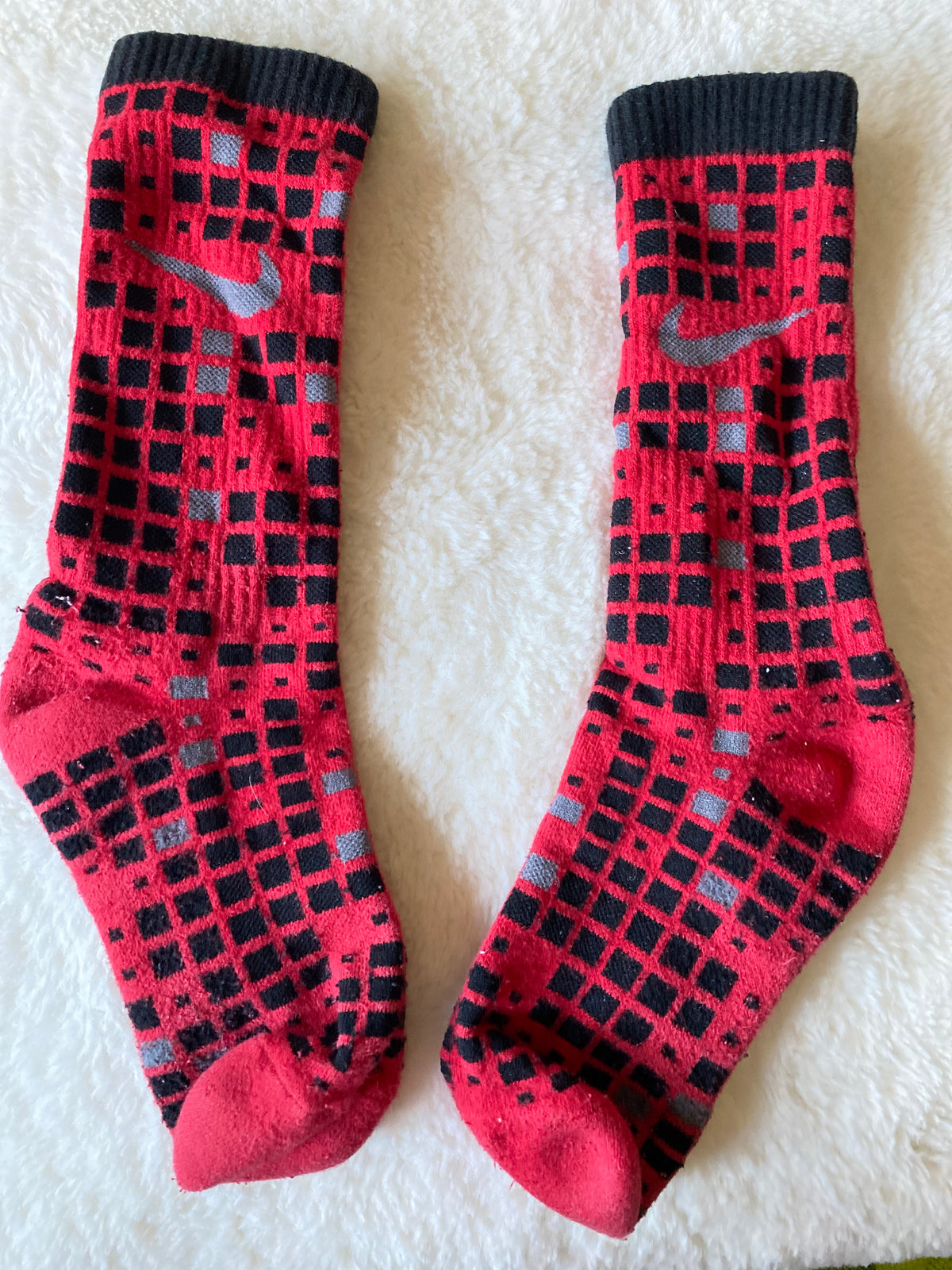 Nike super warm Red and black socks