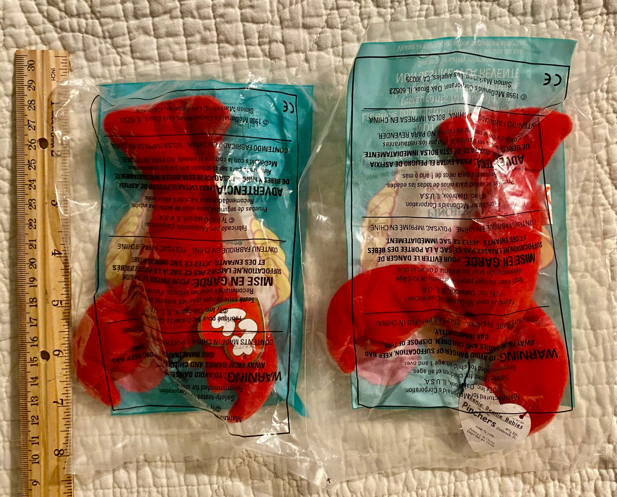 Ty Teenie Beanie Babies Lot of 2 red lobsters