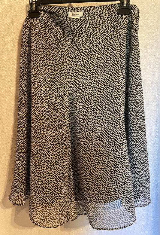 Liz & Co black & white Knee high skirt flowing - size Women - L (12/14)