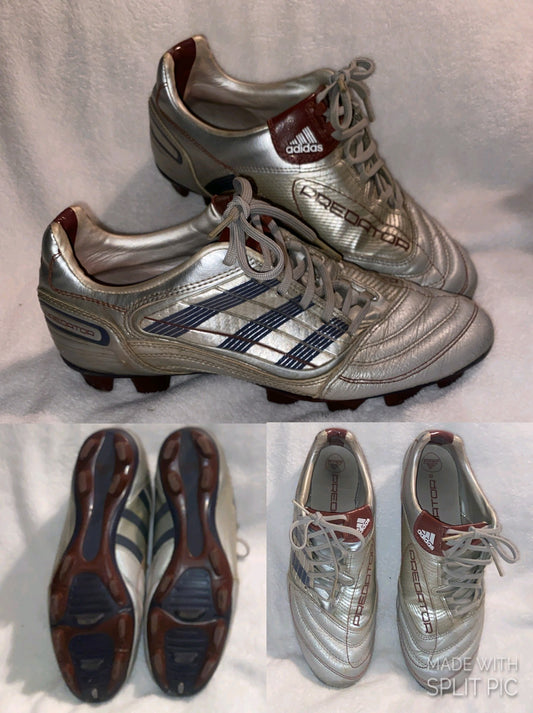 Adidas gray w maroon Predator outdoor soccer - size Shoes - Adult 7 1/2